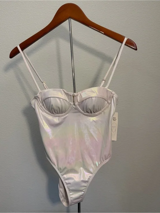No Boundaries Iridescent White One-Piece Swimsuit