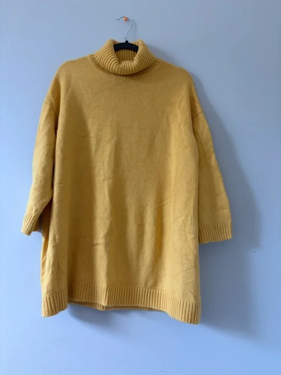 Michael Kors Mustard Cashmere Oversized Yellow Turtleneck Sweater