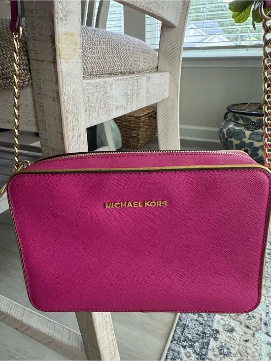 Michael Kors hot pink Crossbody with Gold Chain