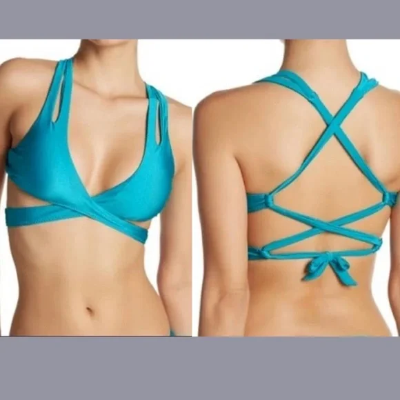 NWT‎ Becca Shimmer Wrap Bikini Top In Arcadia [ SZ Large ]