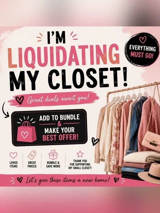 Closet Liquidation Graphic - Pink & Black Sale Sign