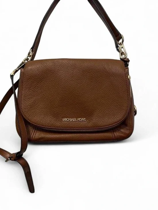 Michael Kors Brown Pebbled Leather Crossbody Bag with Gold Hardware