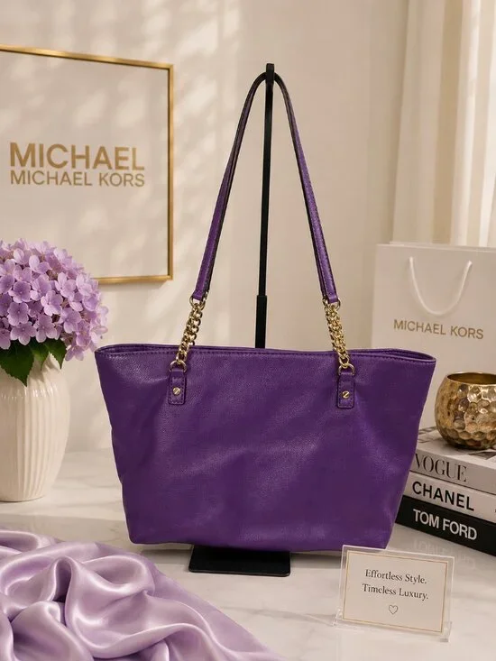 Authentic Michael Kors Purple Pebbled Leather Tote