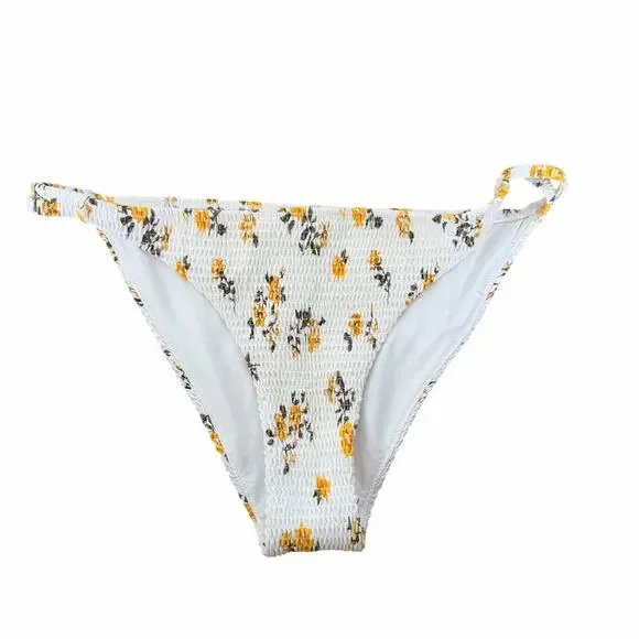 Hollister Swim White Yellow Floral Bikini Bottoms Sz L