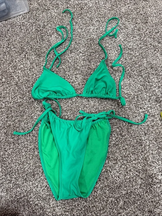 Target Green Triangle Tie Bikini Set