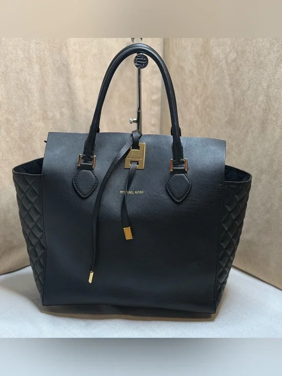 Michael Kors Collection Miranda Black Leather Tote Gold-tone Hardware