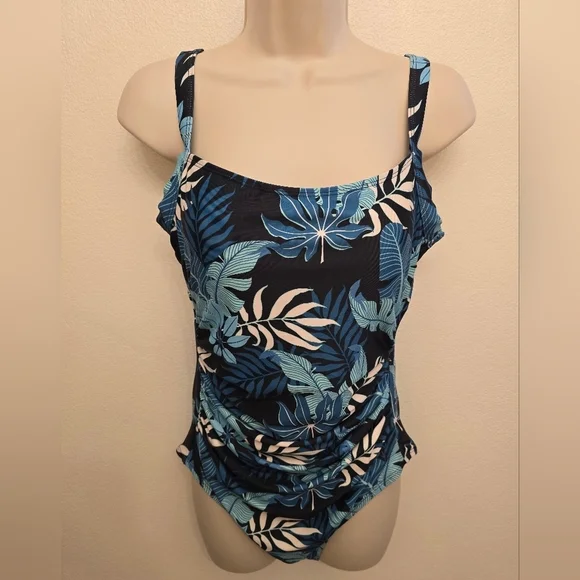 32 Degrees Ladies Blue Tropical One Piece Swimsuit