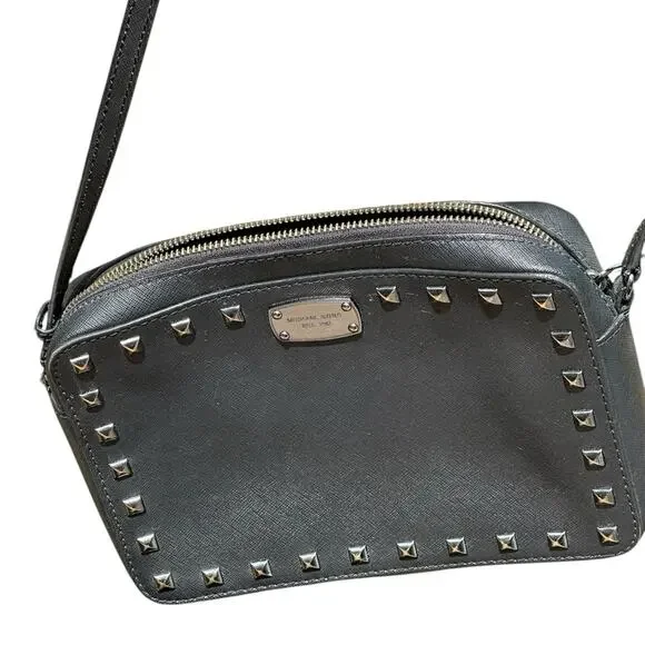 Michael Kors Sandrine East West Black Studded Crossbody Bag