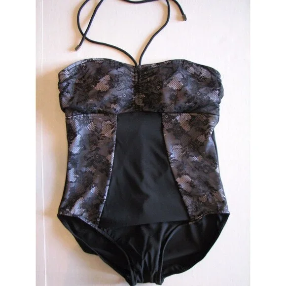 Magicsuit One Piece Black Bandeau Swimsuit 14 Shaper Tummy Toner by Miraclesuit