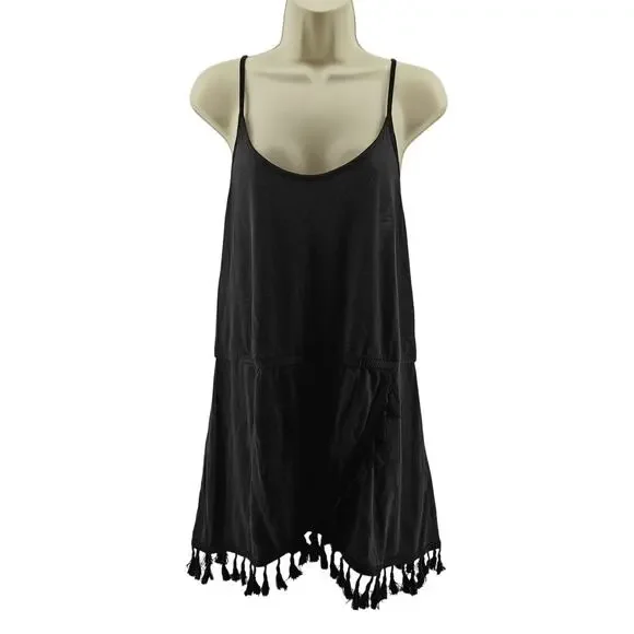 Victoria Secret Swim Coverup Dress Dark Grey Tassel Womens Small