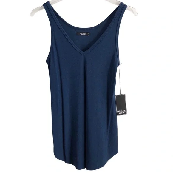 Michael Lauren Mini Ribbed Tank Top Blue Size Small