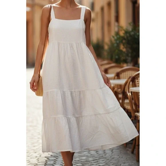 Michael Michael Kors Women White apparel DRESS in size L‎ 55% Linen