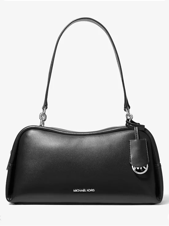 Michael Kors Black Leather Shoulder Bag with Top Handle