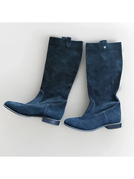 Michael Michael‎ Kors Soft Suede Cuff Tall Pull On Boots CT14G Sz 10 US Black