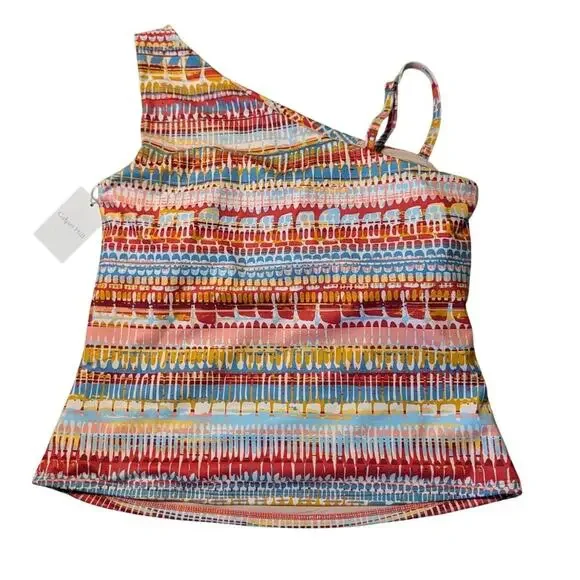 Garnet Hill Womens Size 14 High Tide One Shoulder Tankini Swimwear Top NWT