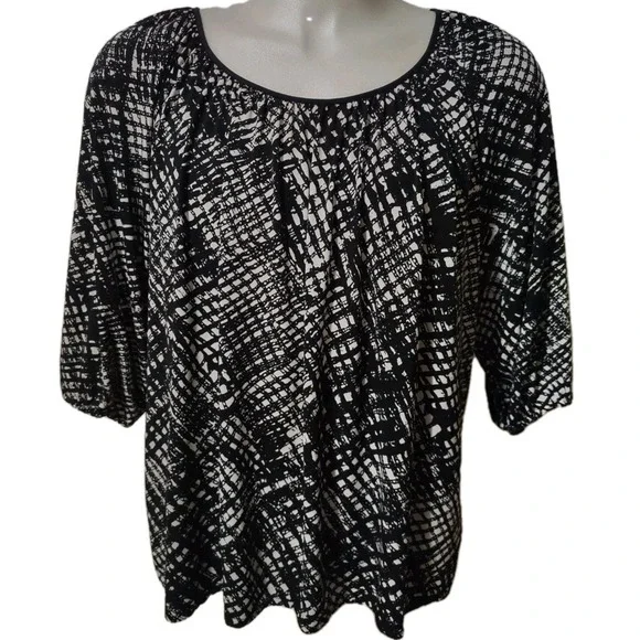 Michael‎ Kors Shirt Women's Size 2X Multicolor Classic Top Round Neck  Round Hem