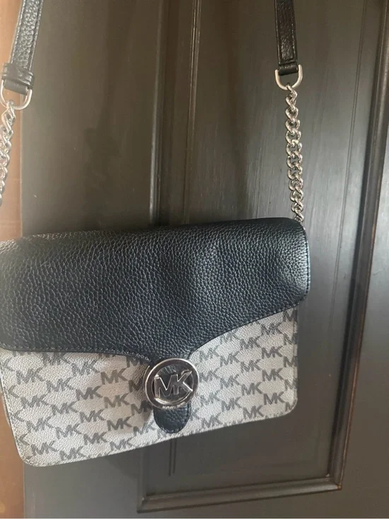 Michael Kors Black and Signature Logo Crossbody Bag