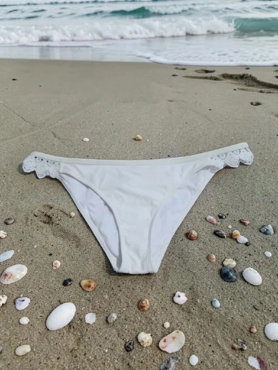 Kendall & Kylie - Large White Lace-Trim Bikini Bottom