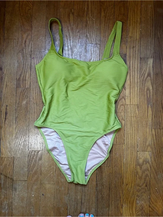 J. Crew Salermo Olive Ribbed Squareneck One-piece Swim Suit