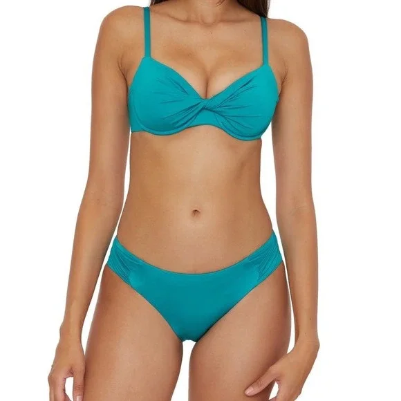 Trina Turk Twist Underwire Bikini Top‎ Sz 10 and Tab Side Hipster Bottom Size 12