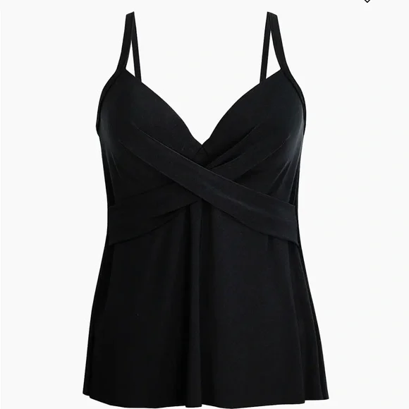 Miraclesuit Swim NEW Size 10 Rock Solid Allura Tankini Top in Black Mfg $118