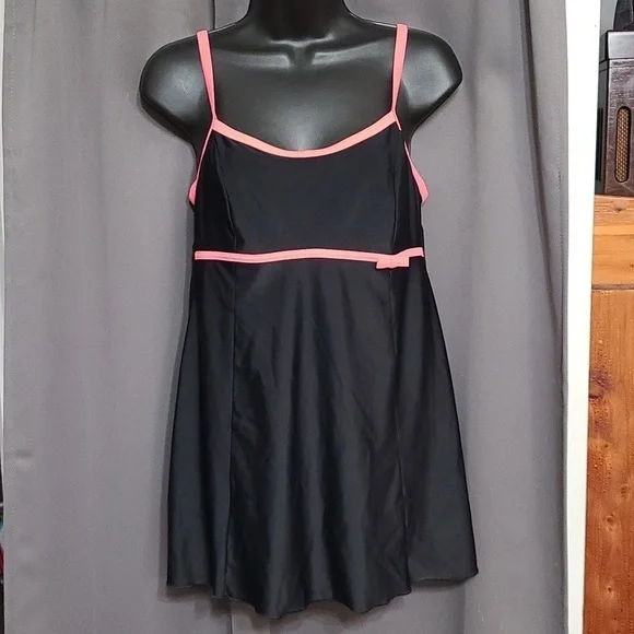 Costa‎ del Sol Womens Swimdress Black Coral Size L? GUC READ