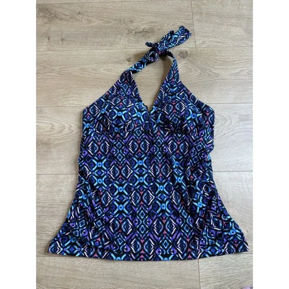 NWT Womens Swimsuits For All Tankini Halter Top Padded Size‎ 8