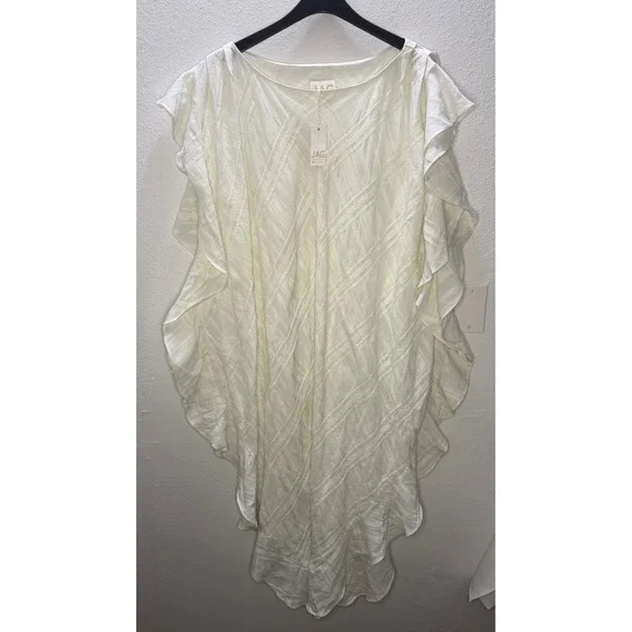 JAG White Textured Ruffle Sleeve Kaftan Beach Cover Up Dress NWT M/L