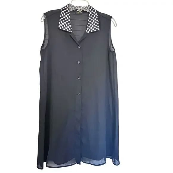 Gottex Black Sheer Sleeveless Bathing Suit Cover Up Tunic size M/ L
