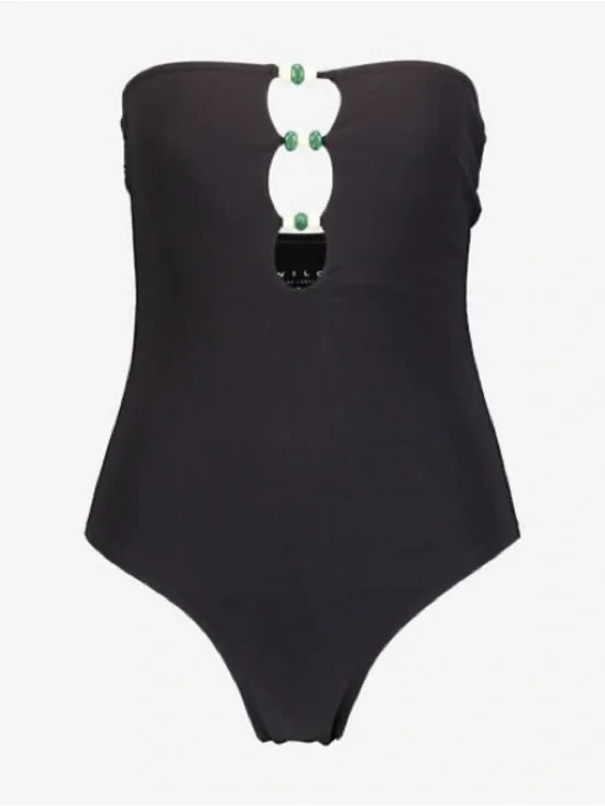 WILO Black Bead Detail Strapless Swimsuit -One-Piece