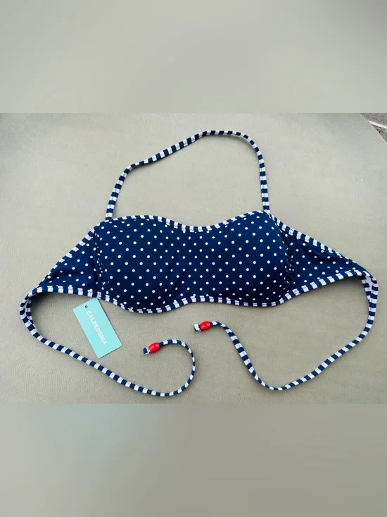 Calzedonia Cobey Bikini Top Size 38   Polka Dot Striped Trim
