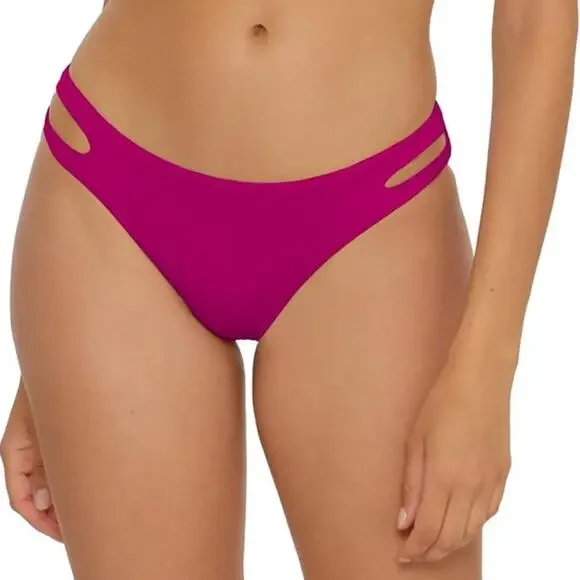 BECCA Women's Large Color Prism Bottom Wine Purple New Strappy Cut‎ Outs