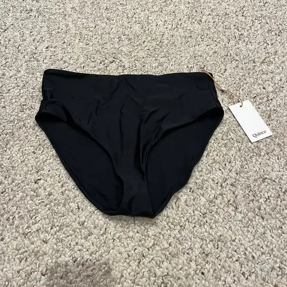 NEW Quince High Rise Bikini Bottom Black L Classic Summer Beach Casual
