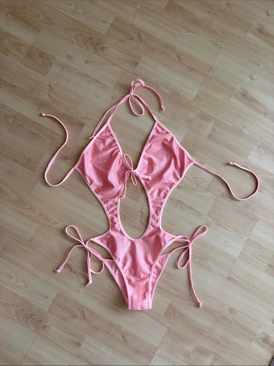 Pink Cutout One-Piece Swimsuit