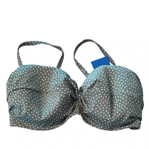 H&M‎ Polka Dot Underwire Bikini Swimsuit Top 36E Green White NWT summer beach
