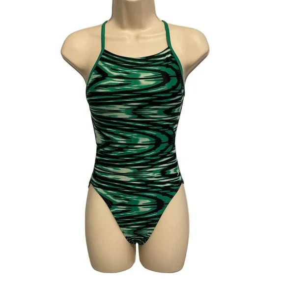 Speedo Green & Black Pro LT Competition One-Piece Swim Suit Pre-owned‎ Size 30