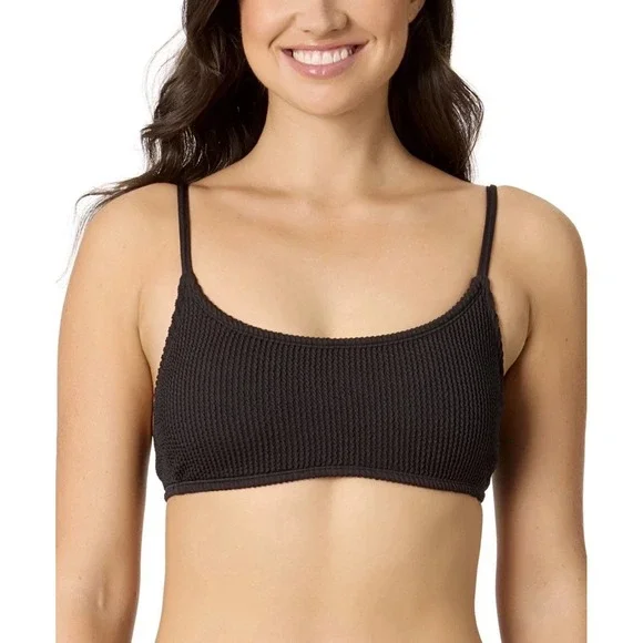 Salt + Cove Juniors Size Small Ribbed Scoop-Neck Bralette Bikini Top Black 411