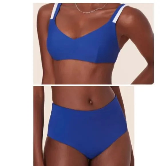 Andie Bikini Set Rockley Top High Waisted Bottom Mazarine Blue size‎ M NWT/NWOT