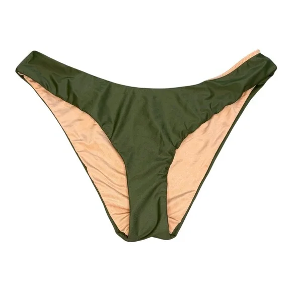 J.‎ Crew Olive Green Bikini Bottoms Reversible Color Swimwear Size Large