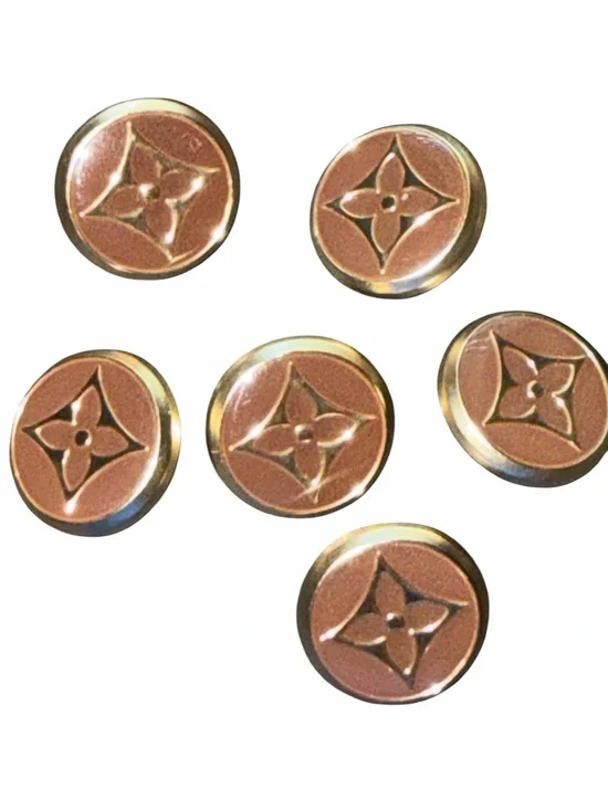 Louis Vuitton Brown Buttons with Gold Rim — Monogram Motif