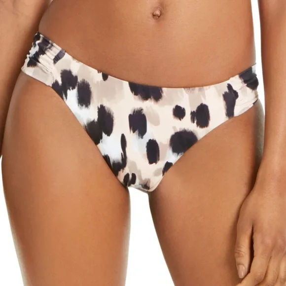 BAR III Shirred Hipster Swimsuit Bottom Beige Leopard size XS‎ NWT