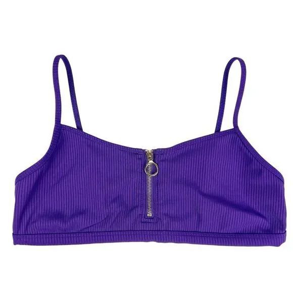 Revamped Dark‎ Purple Ribbed Bikini Top Size XL