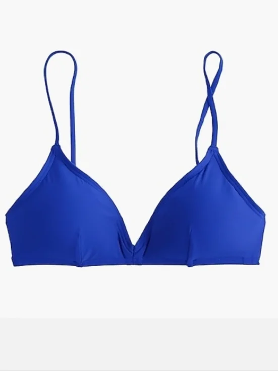 Nwt J.Crew French bikini top in bistro blue 2X Solid‎ Adjustable Staps