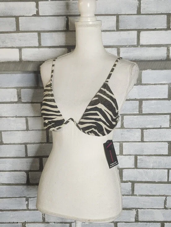 • NWT No Boundaries Junior’s Zebra Print Underwire Bikini Top Size Medium Brown