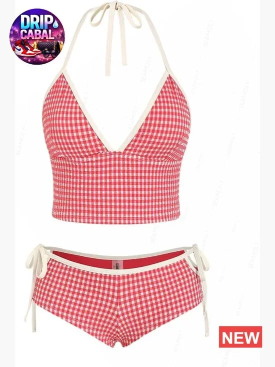 Tankini Swim Set with Tie Side Boyshorts - Two Piece Swimsuit