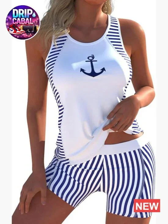 Cut Out Tankini Set with Boyshorts for Women High Stretch