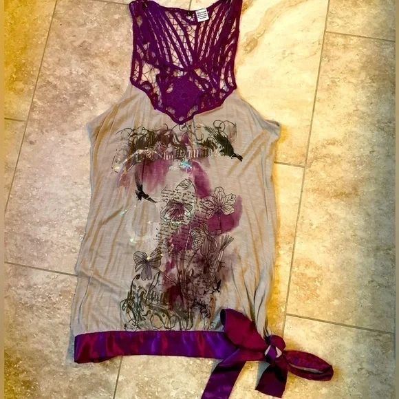 Unique‎ Purple and tan bathing suit cover up