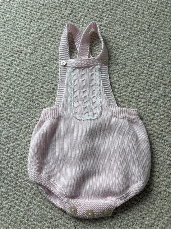 Pepa London Baby Knit Bubble Romper with Straps - Pink
