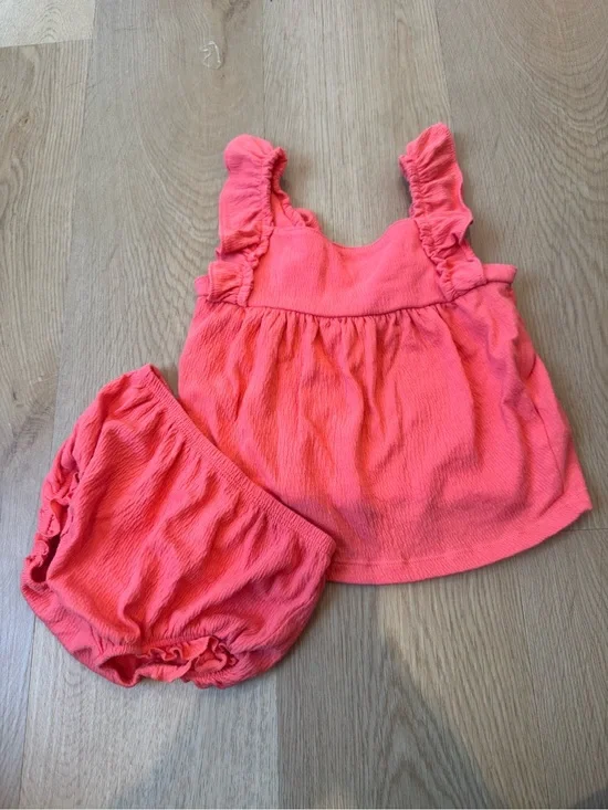 Carter’s baby girl coral ruffle dress & Blommer set |24M
