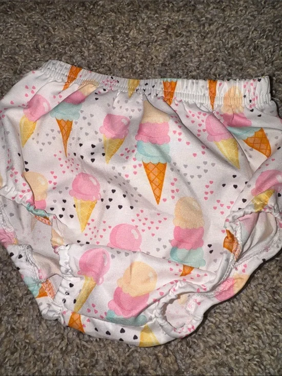 Kids Ice Cream Print Bloomers - White & Pink